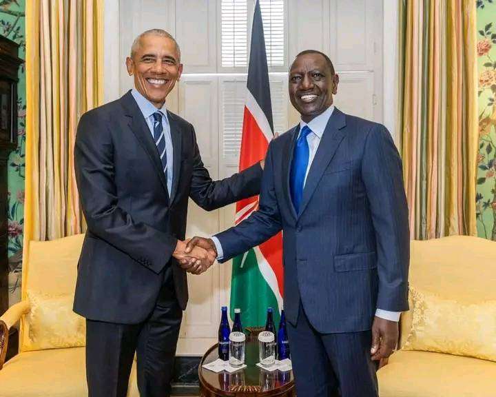 Barrack Obama and william Ruto at a conference in USA.