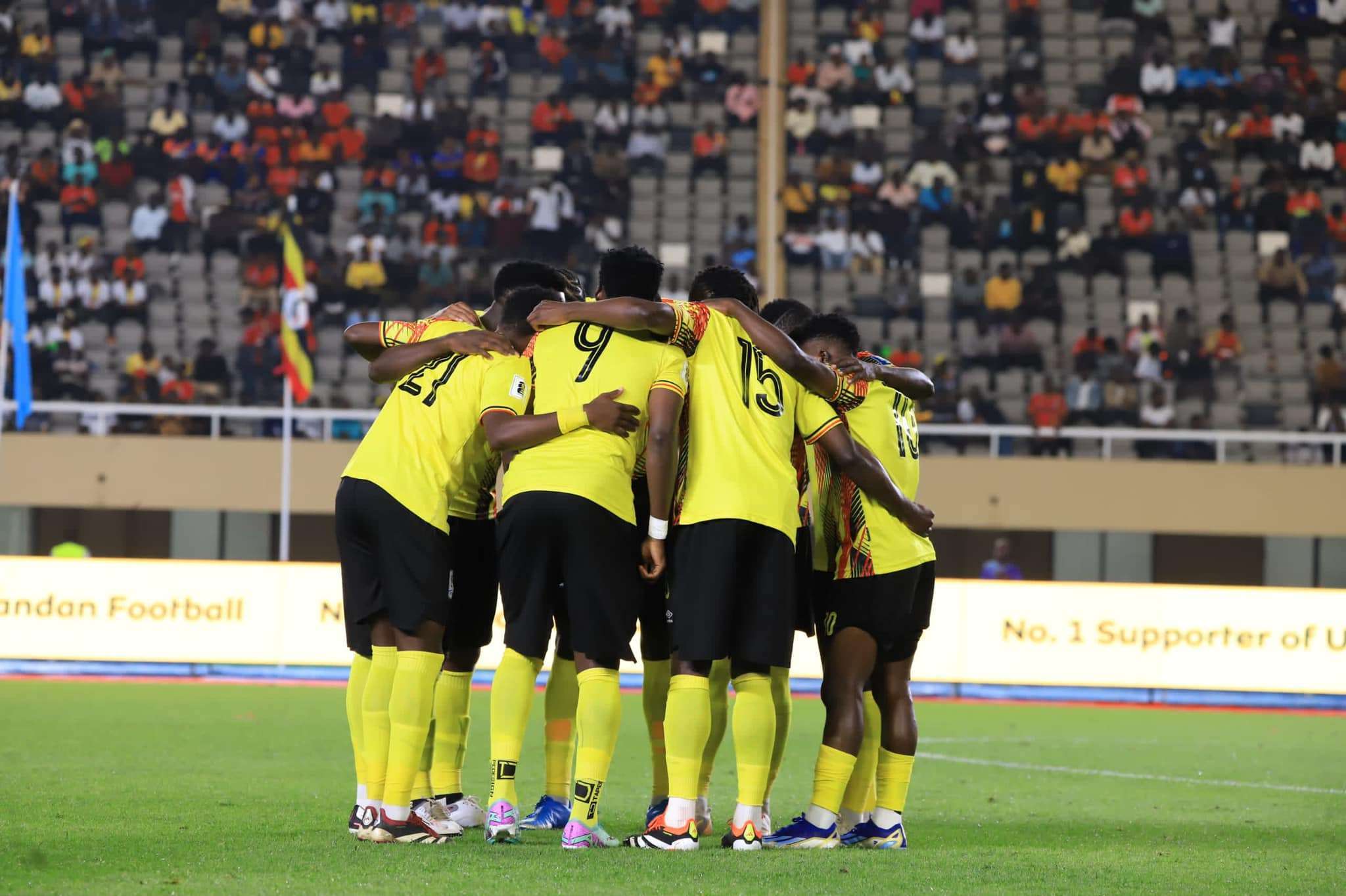 Uganda Cranes Players praying 
