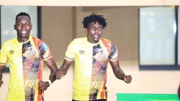 Muhammad Shaban and Omedi celebrating goal over Botswana