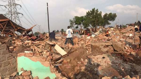 houses destroyed by NEMA while evicting wetland encroachers in lubigi