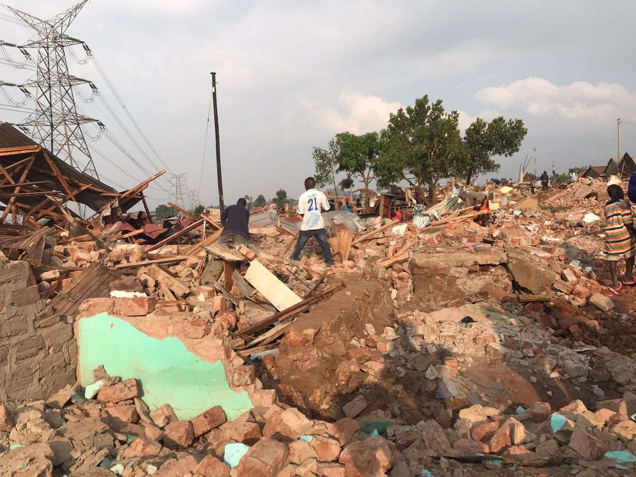 houses destroyed by NEMA while evicting wetland encroachers in lubigi