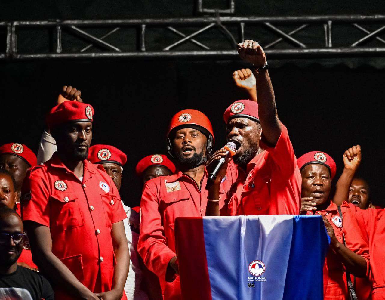 National Unity Platform (NUP) leaders at a rally in Masaka